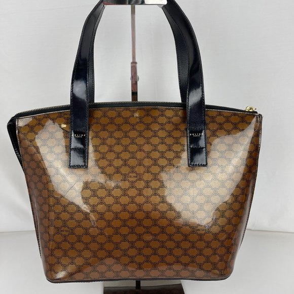 Celine Handbags - Celine Enamel Coated Canvas Shoulder Bag - Authenticity Certified